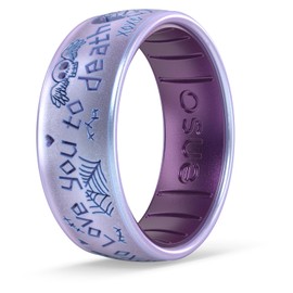 Enso Rings Nightmare Before Christmas Silicone Ring - Comfortable and Flexible Design - Love You To Death - Moonstone/Amethyst - Size 14