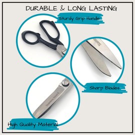 Fabric Scissors Professional Heavy Duty Tailor Shears for Sewing Tailoring Leather Cutting with Industrial Strength Stainless Steel Sharp Blades for Home Office Artists Dressmakers (8 Inch)
