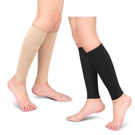 DOACT Mangas de Compresión de Pantorrilla para Hombres Y Mujeres, Protector de Pantorrilla (20-30 Mmhg), Calcetines de Compresión de Piernas para Correr, Espinilleras, MéDicos, Viajes,(XL-negro)