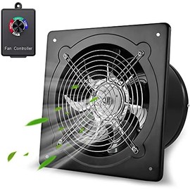 WiseWater 6 Inch Exhaust Fan, 110V Wall Mounted Exhaust Fan, Low Noise 353 CFM Extractor with Variable Speed Controller for Kitchen, Bathroom, Smoking Room, Garage, Greenhouse, Attic, Farm