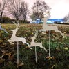 Rustic White Reindeer Metal Art Garden Stake Christmas Decor Outdoor