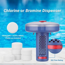 INKBIRDPLUS Mini Chemical Dispenser for Chlorine & Bromine 1 Inch Tablets, for Hot Tub, Spa, Small Pool, 6 Flow Control