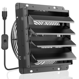 HG Power Upgraded 14 Inch Shutter Exhaust Fan, 882CFM High-Speed Vent Fan, 1400RPM Wall Mounted Attic Fan with Steel Mesh Screen for Shed, Garage, Greenhouse Ventilation, Black