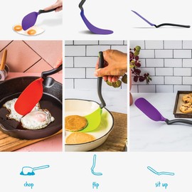 Dreamfarm Chopula Non-Stick-Safe Super-Flexible Sit-Up Spatula with Strong Flat Edge to Separate Food - 12" Purple