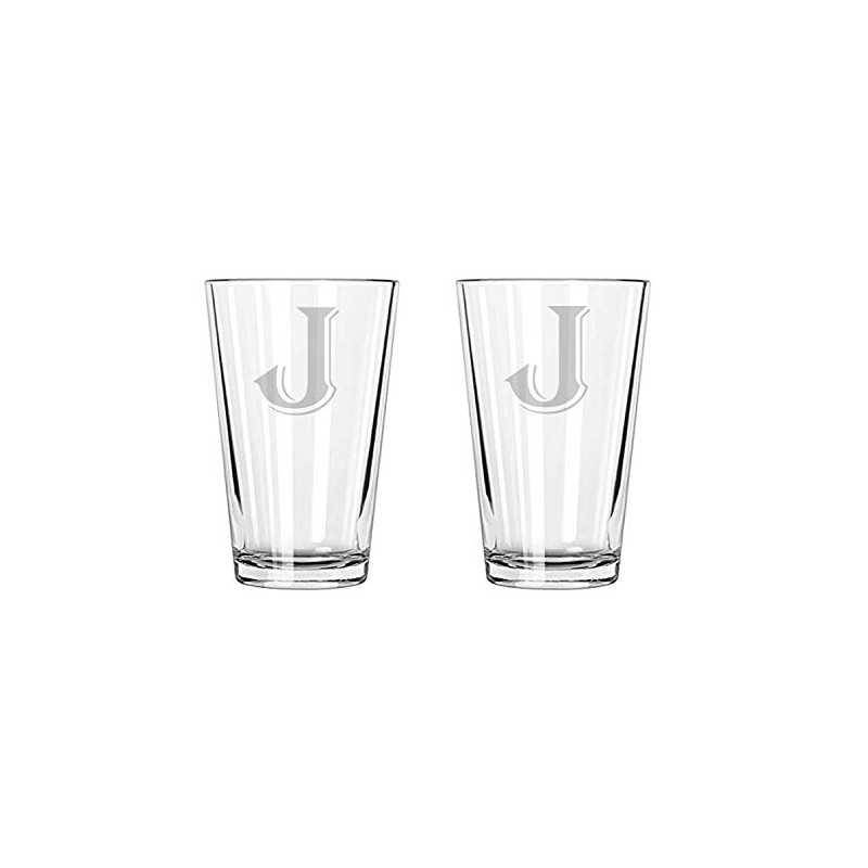 alankathy mug Set of 2 Monogram Beer Glass 16 oz