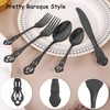 Black Silverware Set for 12, Stainless Steel Gorgeous Retro Royal