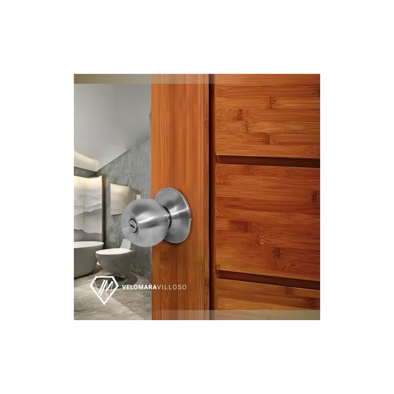 LION TOOLS -Cerradura Chapa Perilla Puerta Baño Acero Inoxidable 2