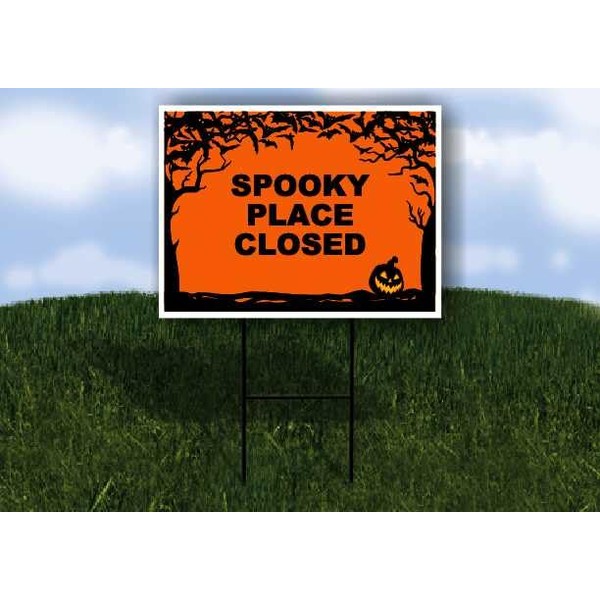 SPOOKY PLACE CLOSED Halloween Bats and Jack O Lantern 1
