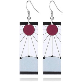 Tanjiro Cosplay Hanafuda Japanese Rising Red Sun Flag Anime Jewelry Earrings - Pair