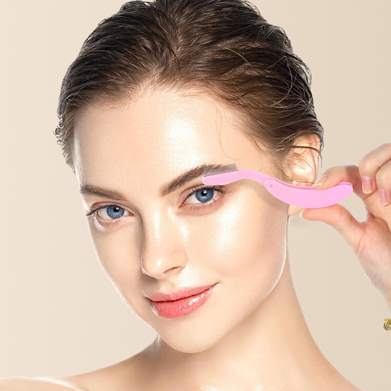 4 Pcs Folding Eyelash Comb with Metal Teeth, Durable Portable