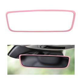 MUQIDA Rear View Mirror Protector Frame, Interior Rear View Mirror Cover for Model 3 Y X S Semi 2014-2024, Soft Silicone Edge Frame Decorative Accessory for Automotive Mirrors (Pink)