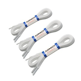 AOMIDI Flat Shoe Laces for Sneakers, Shoelaces for Running,Sneakers, Athletic Shoelace 3 Pair Replacements, White, 45" inches (114 cm)