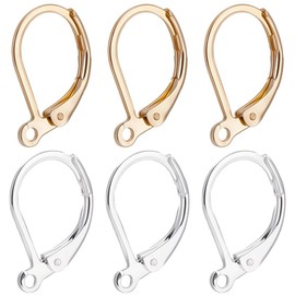 Beebeecraft 100Pcs 2 Colors Leverback Earring Hooks Stainless Steel 18K Gold & 925 Sterling Silver Plated French Earring Hooks Ear Wire Findings for Jewellery Making DIY Crafts