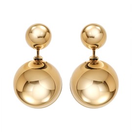 HighSpark Double Sided Pearl Earrings - Pearl Front Back Earrings - Stunning Gift - Gold
