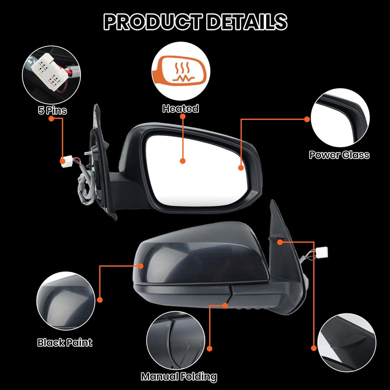 Clidr Passenger Side Mirror Compatible with Toyota Tacoma 2016-2025 Heated