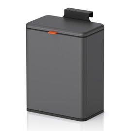 Mbillion Kitchen Compost Bin Hanging Trash Can with Lid 2.1 Gallon Stainless Steel Garbage Can for Kitchen Cabinet Door Mounted Trash Can Under Sink Door RV Bathroom,Brushed Black