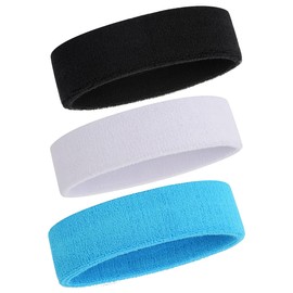 ONUPGO Sweatband Headband Men & Women - 3 Pieces Sports Headbands Moisture Wicking Athletic Cotton Terry Sweatband Sweatband Sweat-Absorbing Headband