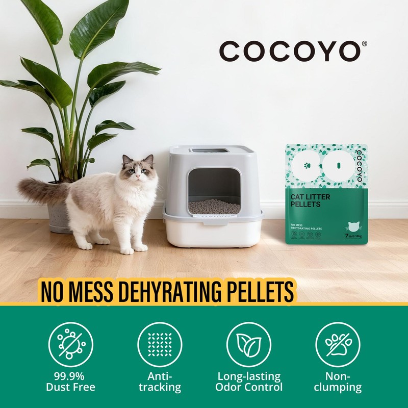 COCOYO Cat Litter Pellets, Zeolite, Long-Lasting Odor Control Non-climping, 21