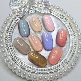 Fruit Magnetic Gel One Color Handmade Nail Tips - Barcode / 과일 자석젤 원컬러 수제네일팁 - 바코드