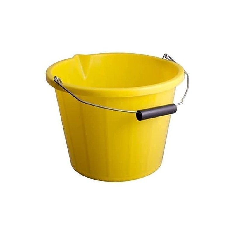 Yellow Plastic Builders Bucket 3 Gallon 14 Litre Water Mixing