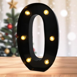 DyingSwan LED Marquee Numbers, 2025 Light Up Numbers for Party, Small Light Up Letters, Battery Powered Lighted Number for Birthday or Home Decor (Black, 0)