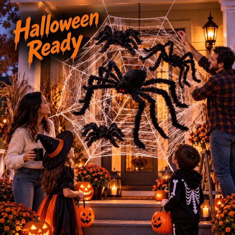 Giant Halloween Spider Decoration, Bendable Legs, Indoor Outdoor Yard Porch