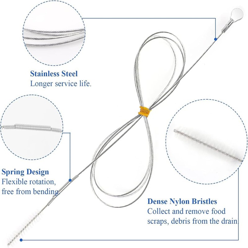 Refrigerator Cleaning Set, 5-Piece Fridge Drain Cleaning Brush, Ice Scraper,