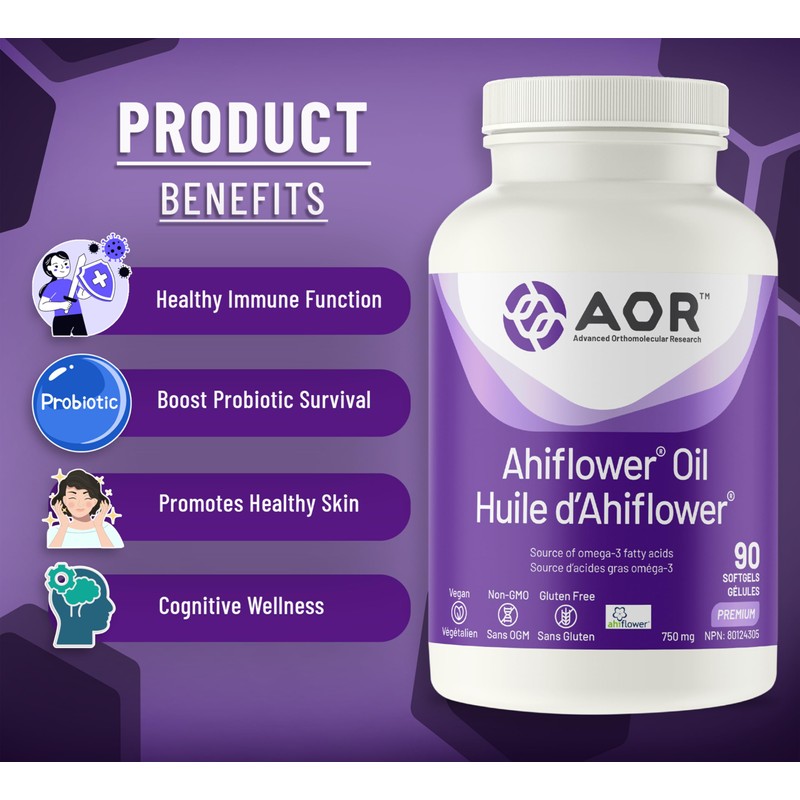 AOR - Ahiflower Oil, 90 Softgels - Complete Balanced Essential