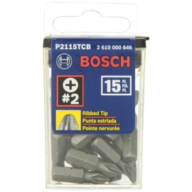 Bosch P2115TCB 1 In. Impact Tough Phillips Insert Bit, 15-Piece