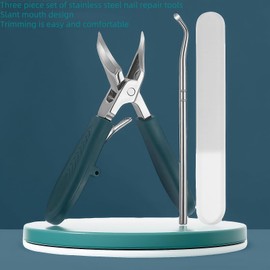 Eagle Beak Angled Nail Clippers 3-Piece Set,Long Handle Wide Jaw Opening Anti-Splash, Toenail Clippers for Thick Nails. (Green)