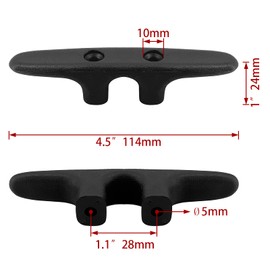 ISURE MARINRE 4 PCS Marine Black Nylon Cleat Open Base 4-1/2 in Heavy-Duty Nylon Cleat Boat Deck and Anchor Line Cleat w/Finish