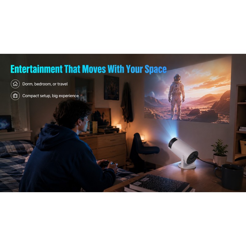 HY300 Pro+ Projector for Home Entertainment - 720P Android 14