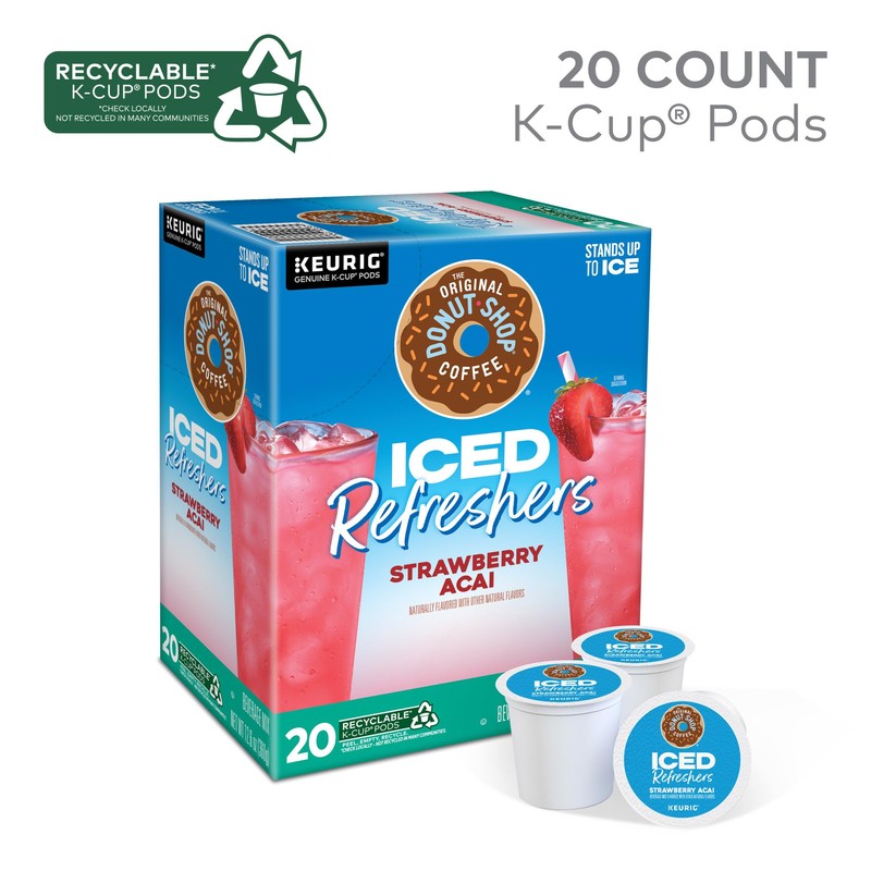 The Original Donut Shop Iced Refreshers, Strawberry Açaí Flavor, Keurig