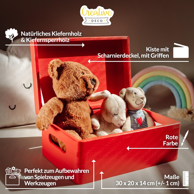 Creative Deco Large Wooden Box, 30 x 20 x 14