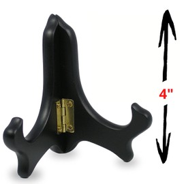 BANBERRY DESIGNS Folding Black 4" H Display Stands - Premium Quality Easels - Set of 6 - Ideal for Small Plates Plaques Books Tiles