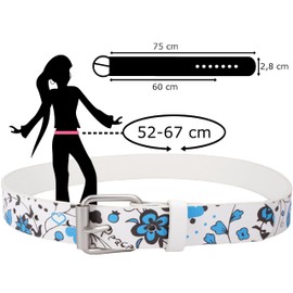 EANAGO Belt >Peace and Love for Children – Modern Children's Belt with Floral Pattern – for Girls from Approx. 3-12 Years – Children's Belt Girls – Belt Girls – Belt Girls, blue