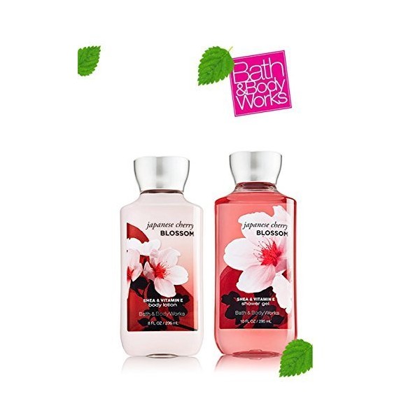 Bath and Body Works Japanese Cherry Blossom Shower Gel (10 fl oz) and Body Lotion (8 fl oz) Signature Collection (Set of 2)