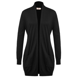 GRACE KARIN Womens Essential Solid Open Front Long Knited Cardigan Sweater Black M