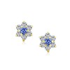 Tiny Royal Blue CZ Flower Stud Earrings For Women For