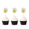 24 PCS Gold Glitter Beer Mug Cupcake Toppers Food Cake