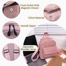 WisePoint Women's Fashion Backpacks, Cord Mini Backpack Purse Small Backpacks for Women and Girls, Stylish Women Backpack for Dating, Work, pink, Minimalistic