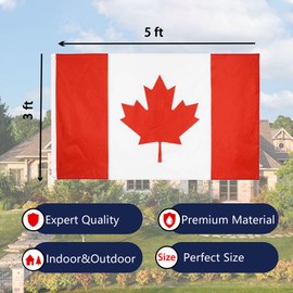 Canada Flag 3 * 5Ft, Canadian Flags Lightweight, 100% Polyester Bright and Vivid Colors, Outdoor/Indoor Use Brass Grommets Canadian National Day, Home & Garden Decoration Patriotic Display