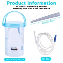 Complete Enema for Intestinal Cleansing Set, 1200 ml Enema Bucket Kit, Irrigator for Intestinal Cleansing in Full Equipment, Includes 1 Catheter + 10 25 cm Catheter Tips, Enema Set Safe and Hygienic