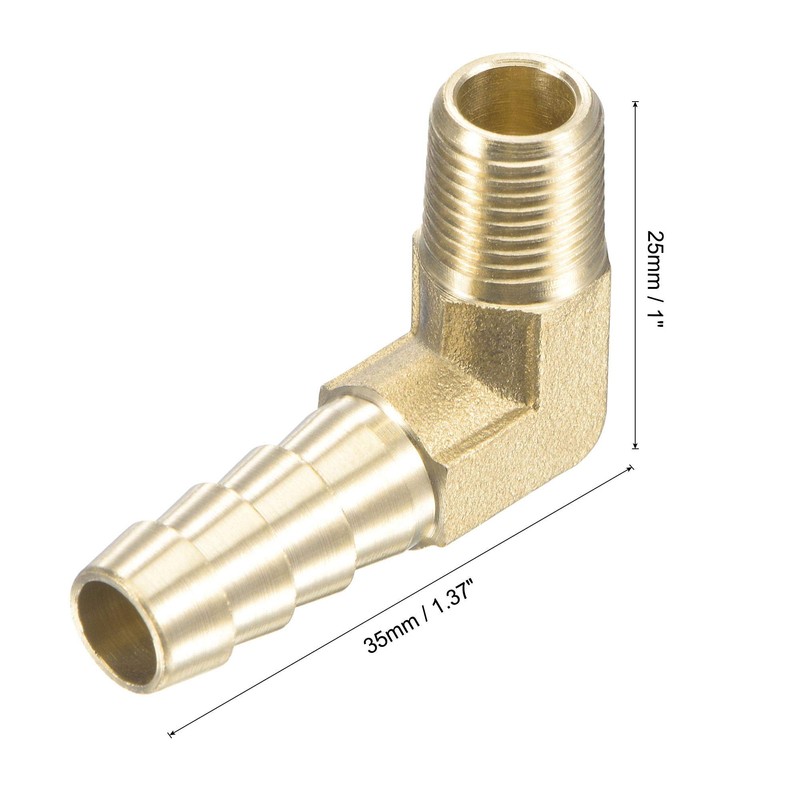 sourcing map Brass Hose Barb Fitting Elbow 5/16 Inch x