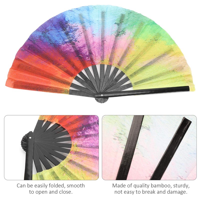 Hapivida Large Hand Fan Colourful Fan Hand Fan 35 cm