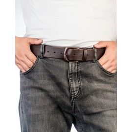 TYWestyles No Buckle Full Grain Leather Belt Men Women Fits With 1.5 Inch Buckle (Dark Brown, M（Fit Waist 31-33)