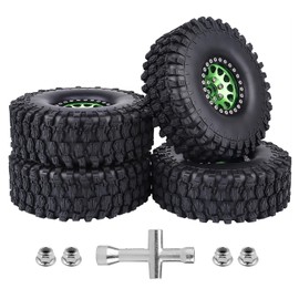 CrazyHobby Aluminum 1.9 Beadlock Wheels and Tires for Traxxas TRX4 Axial SCX10 II III RR10 Wraith Redcat Gen 8 Gen 7 RC4WD 1/10 Scale RC Crawler Rocks Mud(Color 5)