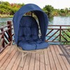 Athena Collection Patio Wicker Egg Chair with Folding Canopy, All-Weather