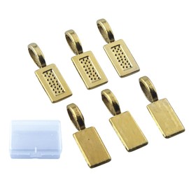 MAHAVIMOKSA 1 Box 21x7mm Spoon Glue On Bails Rectangle Pad for Pendant Earrings Necklace Jewelry Making Glass Cabochon Tiles Pendant (Antique Gold)