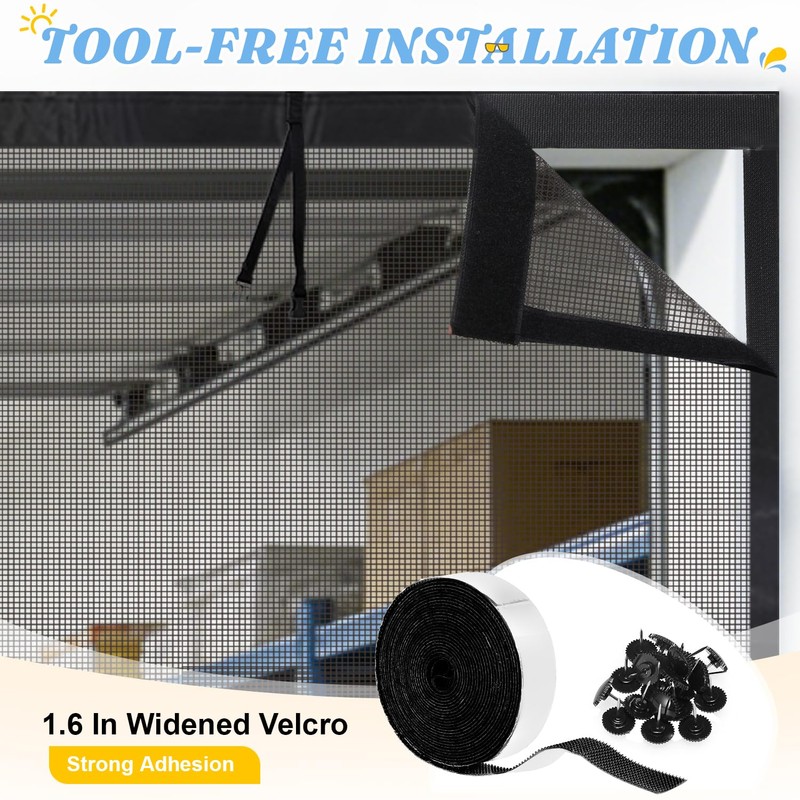 12x8Ft Garage Door Screen 1 Car Magnetic Garage Screen Door